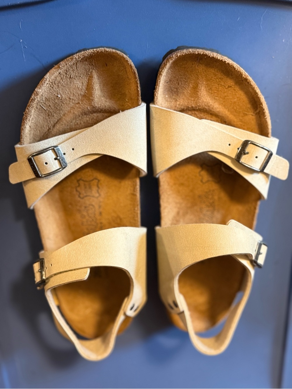 Birkenstock Beige Two-Strap Adjustable Buckle Sandals